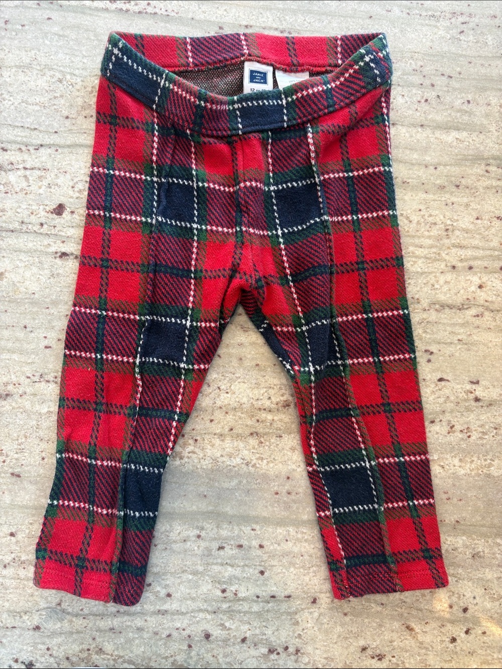 Janie and Jack  an Red Plaid Fleece Leggings for Kids